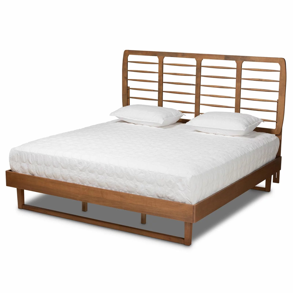 Brown Finished Wood King Size Platform Bed P42576