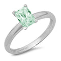 Emerald Cut Blue Moissanite 18k White Gold Ring Size 3.75 R2900