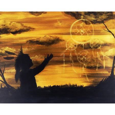 Native American Chief Praying Print, Brown L999387