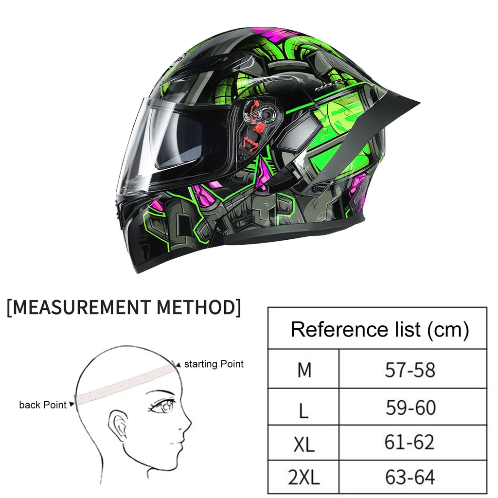 XL Dual Visor Flip up Full Face Motorcycle Helmet F511586