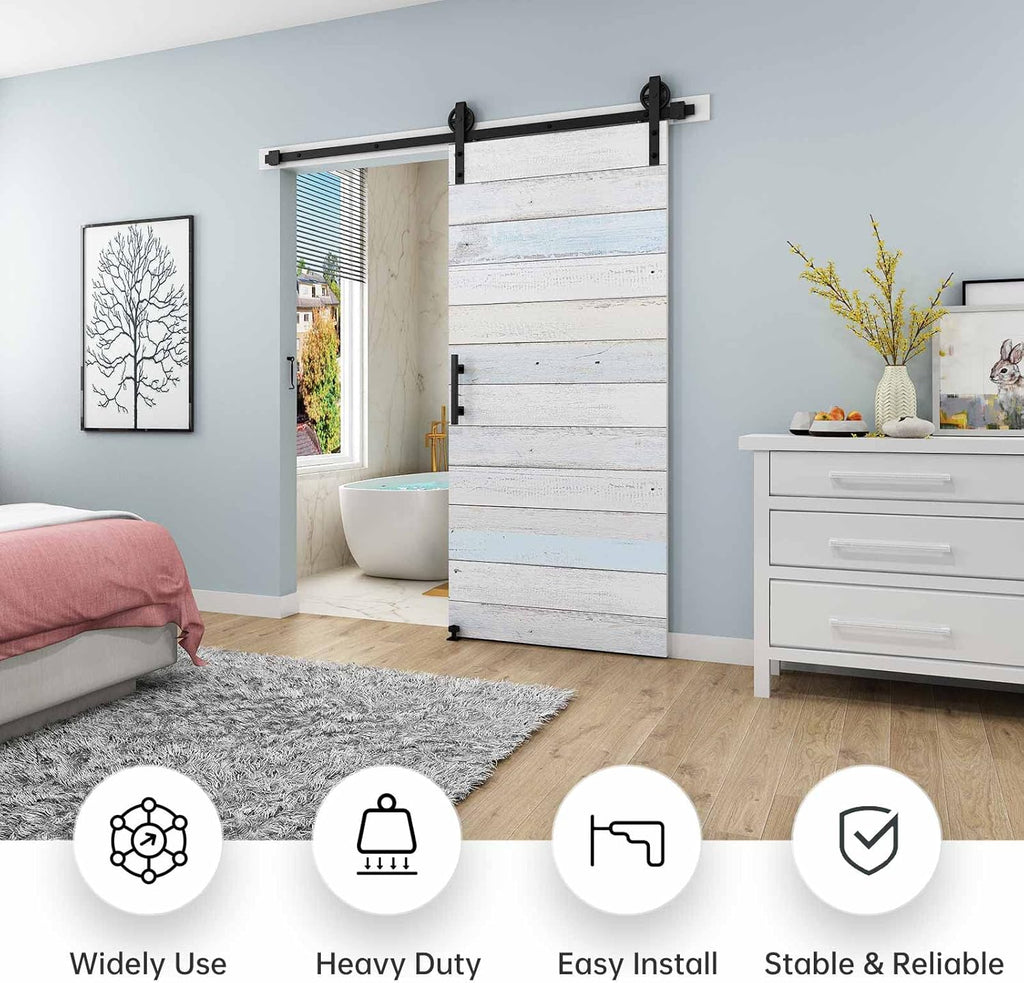 6.6 FT Sliding Barn Door Track and Handle Hardware Kit J945914
