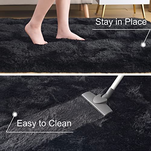 Black 4x6 Feet Shag Area Rug G131330