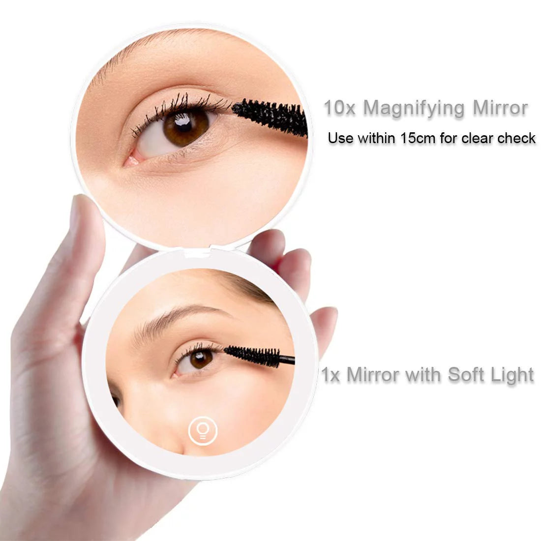 Compact LED Magnifying Rechargeable 2-Sided Makeup Mirror N732708