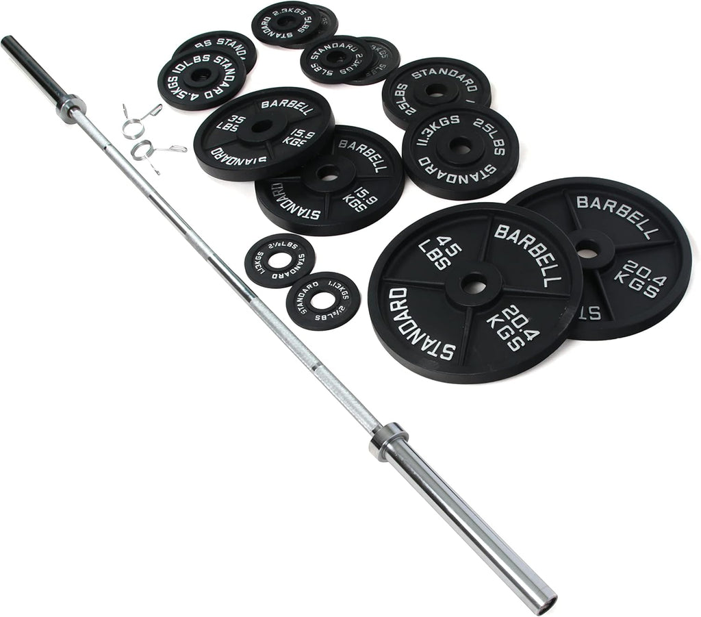300-Pound Cast Iron Olympic Weight Set with 7FT Olympic Barbell Z92429