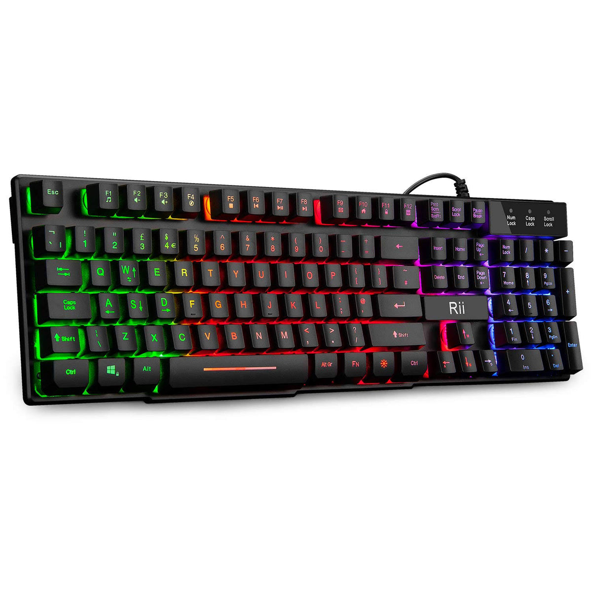7 Colour Rainbow LED Backlit USB Wired Gaming B5753