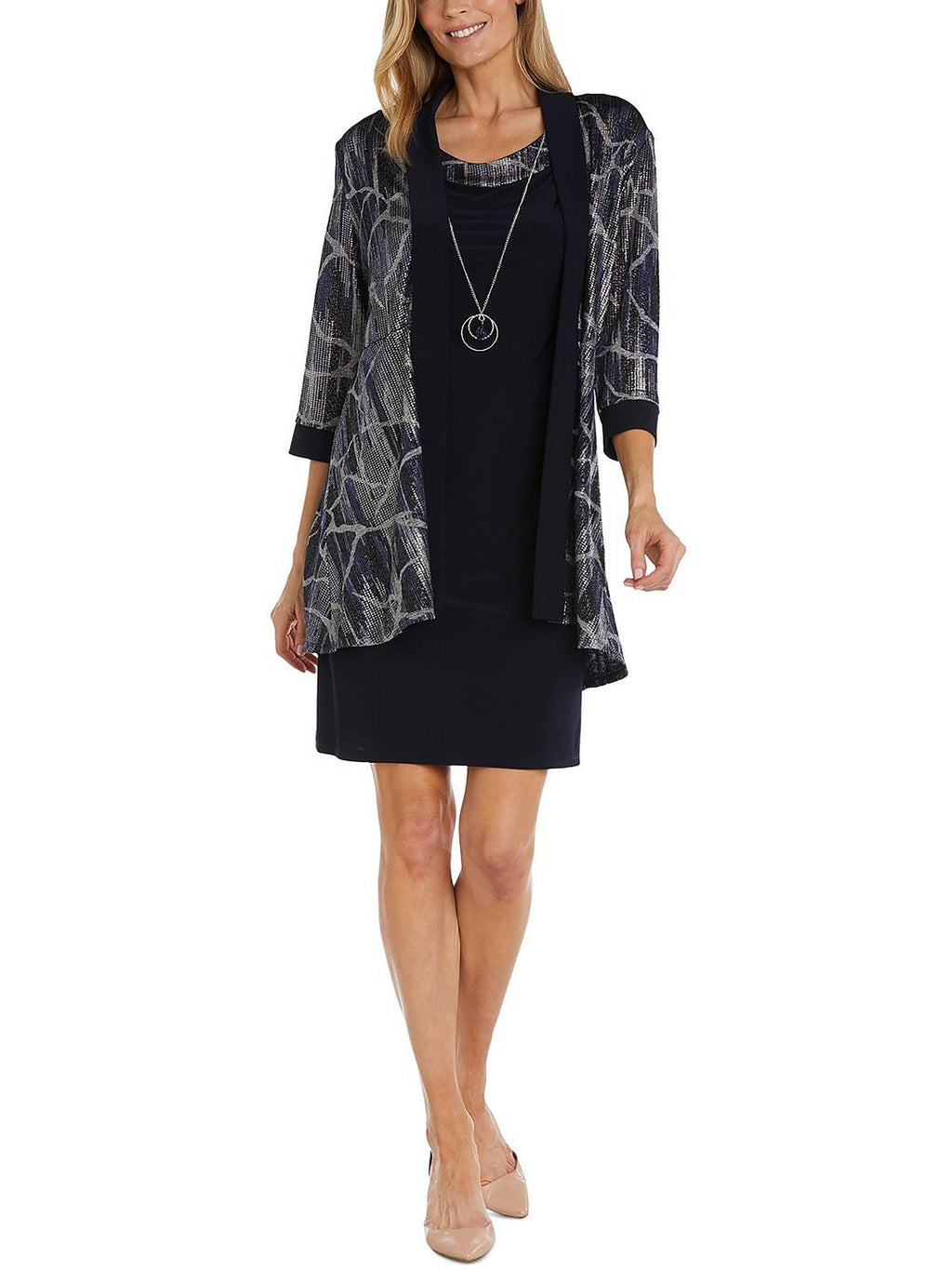 Printed Metallic Two Piece Dress F831232