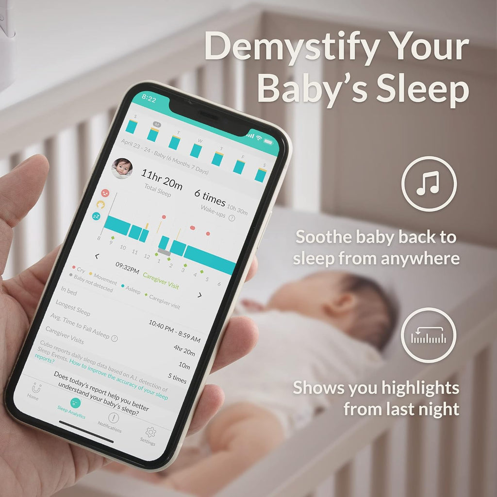 Smart Baby Monitor with Wall Mount, 1080p HD Night Vision Camera, 2-Way Audio O478