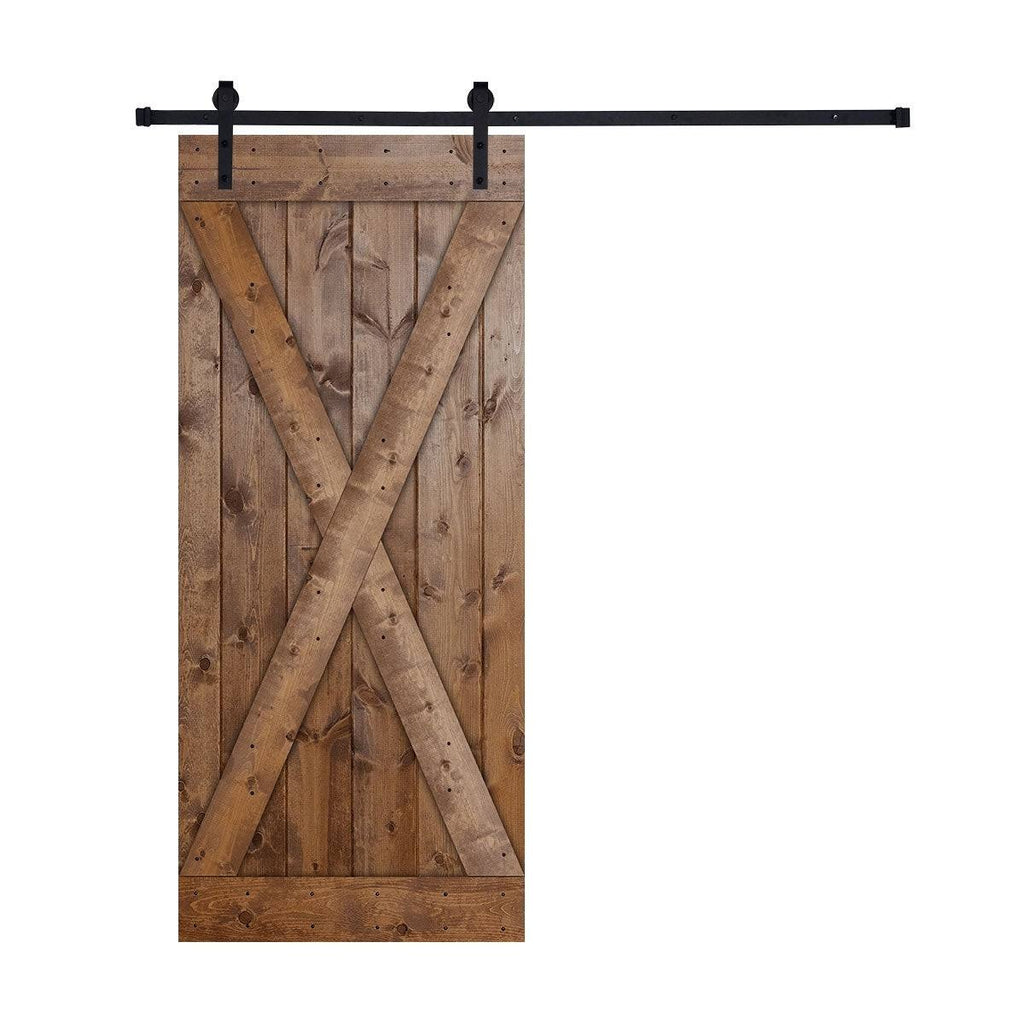 Paneled Wood Barn Door with Installation Hardware Kit - Dark Walnut Q73073
