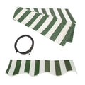 Green and White Striped Retractable Awning Fabric Replacement O257