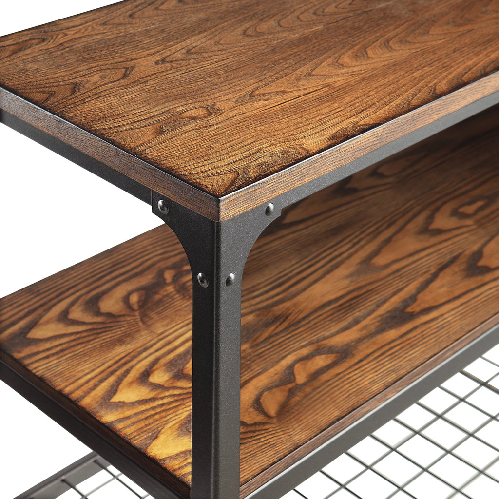 Industrial Wood and Metal Console Table with Wheels A758505