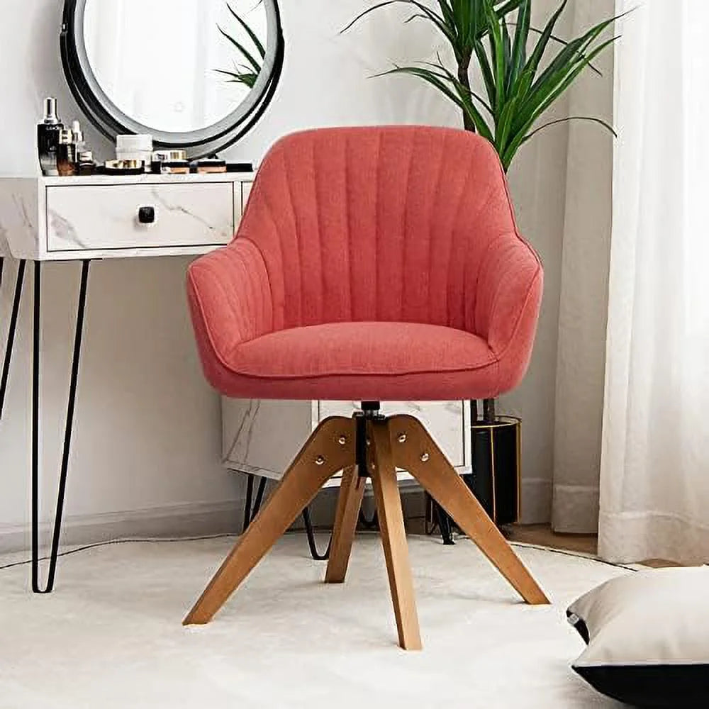 Mid Century Linen Fabric Swivel Desk Chair K16557