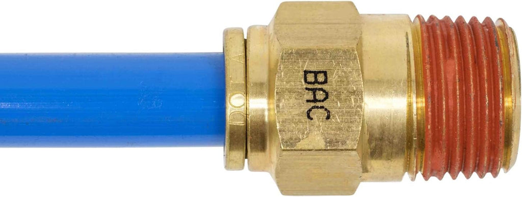 DOT Brass Push to Connect Air Brake Connector, Male Straight 1/2" Tube OD x 3/8" NPT, 5 Pack W665689