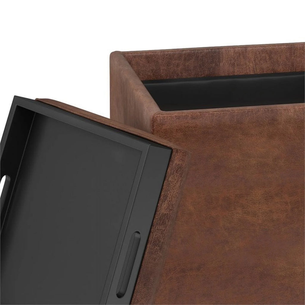 Faux Leather Storage Ottoman E344427