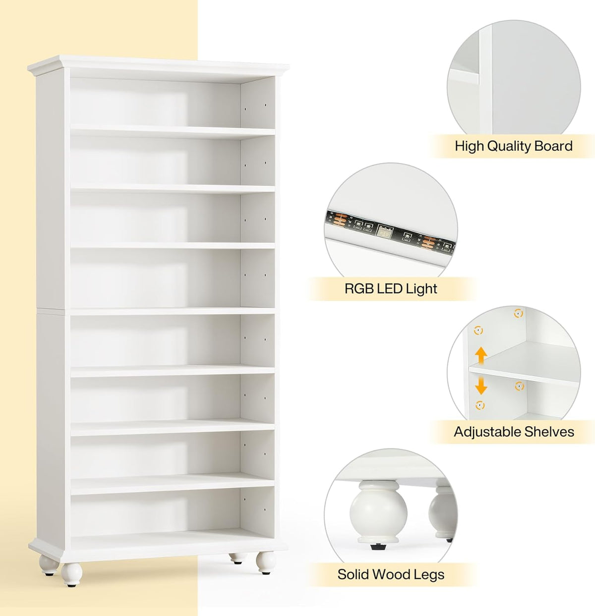 White 9-Tier 30 Pairs Shoe Storage Cabinet with Solid Wood Legs I37790