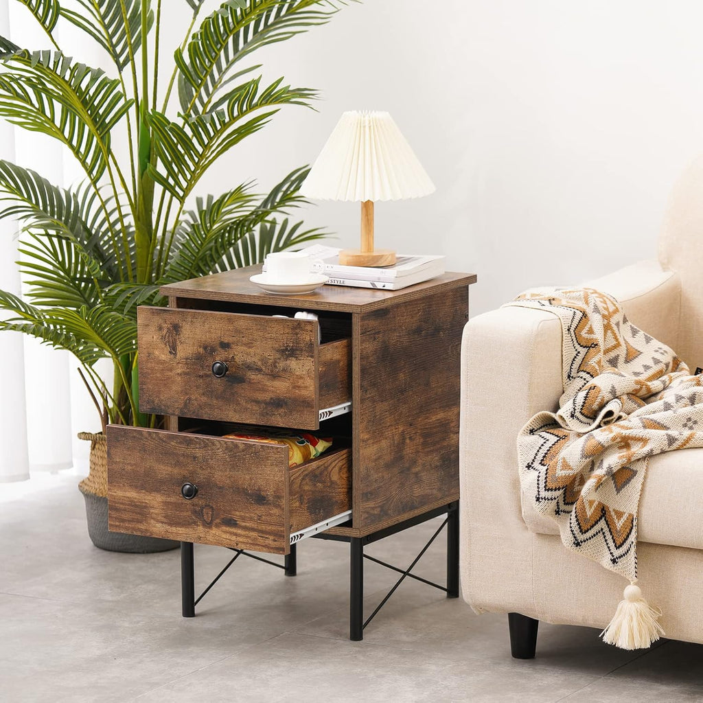 Vintage 2 Drawer Side Table with Metal Frame R92185