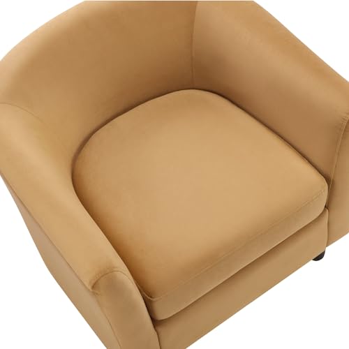 White Velvet Accent Barrel Chair with Ottoman F7660