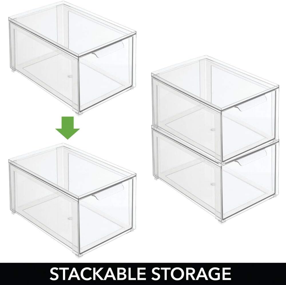 Clear 4 Pack Plastic Stackable Storage Drawer J754