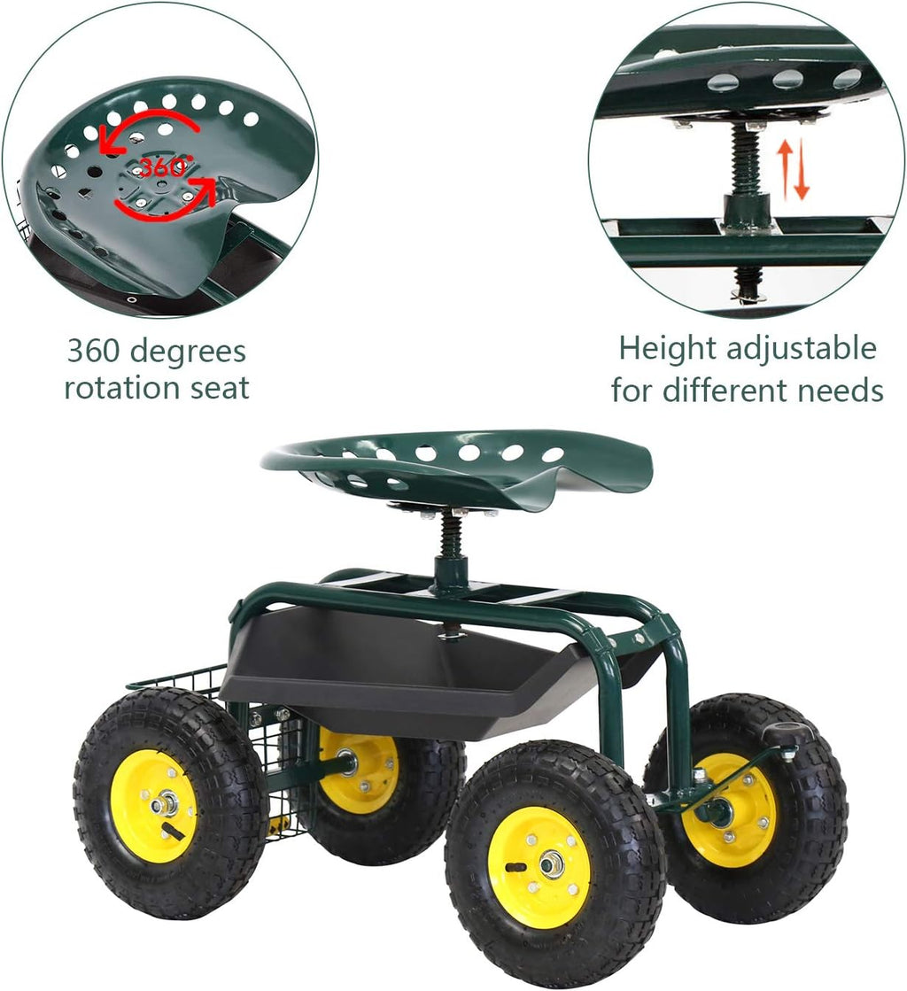 Garden Cart with Wheels Tool Tray E789176