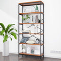 Industrial 5 Shelf Metal and Wooden Bookshelf J18254