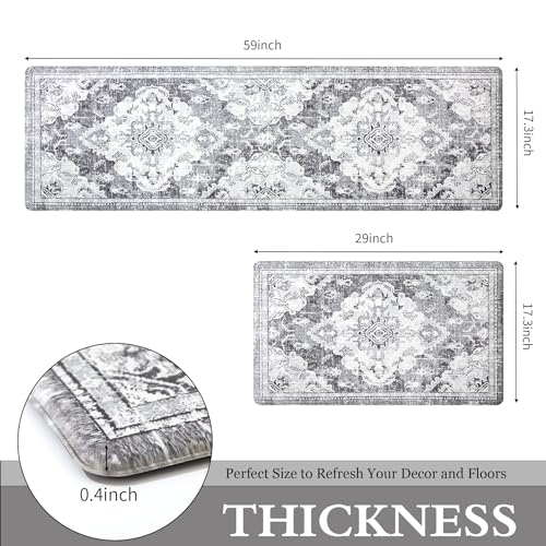 Anti Fatigue Kitchen Mats 2 Piece Set Blue Gray Waterproof Non-Skid C291