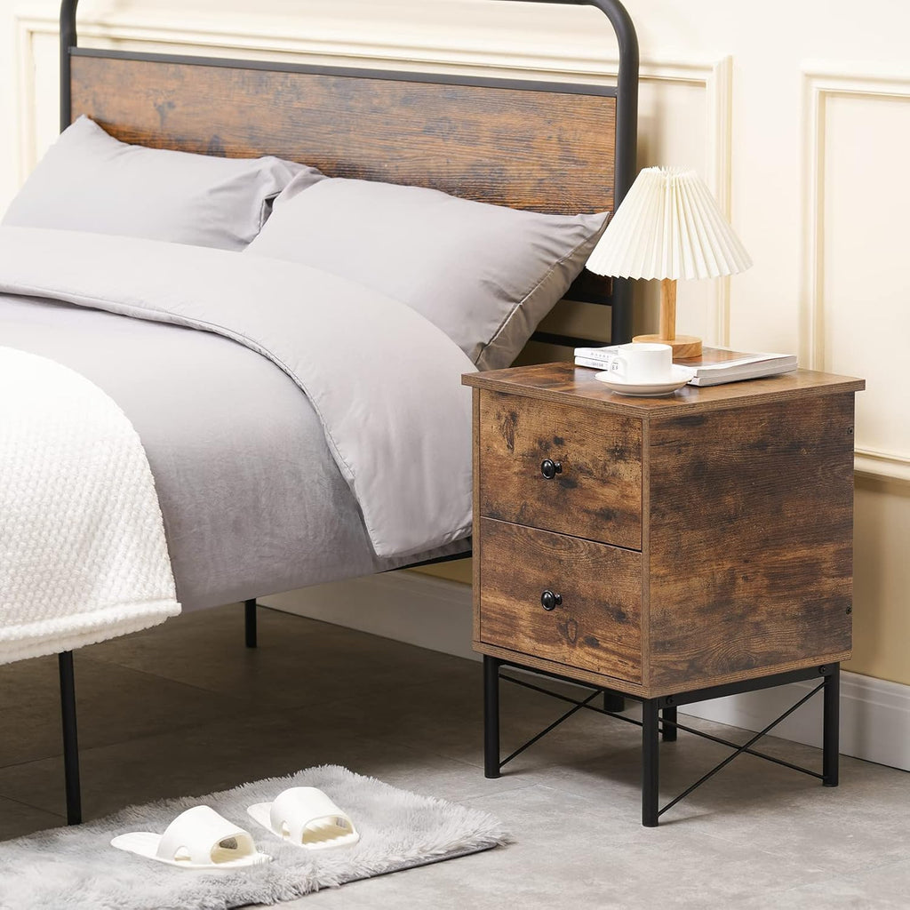 Vintage 2 Drawer Side Table with Metal Frame R92185