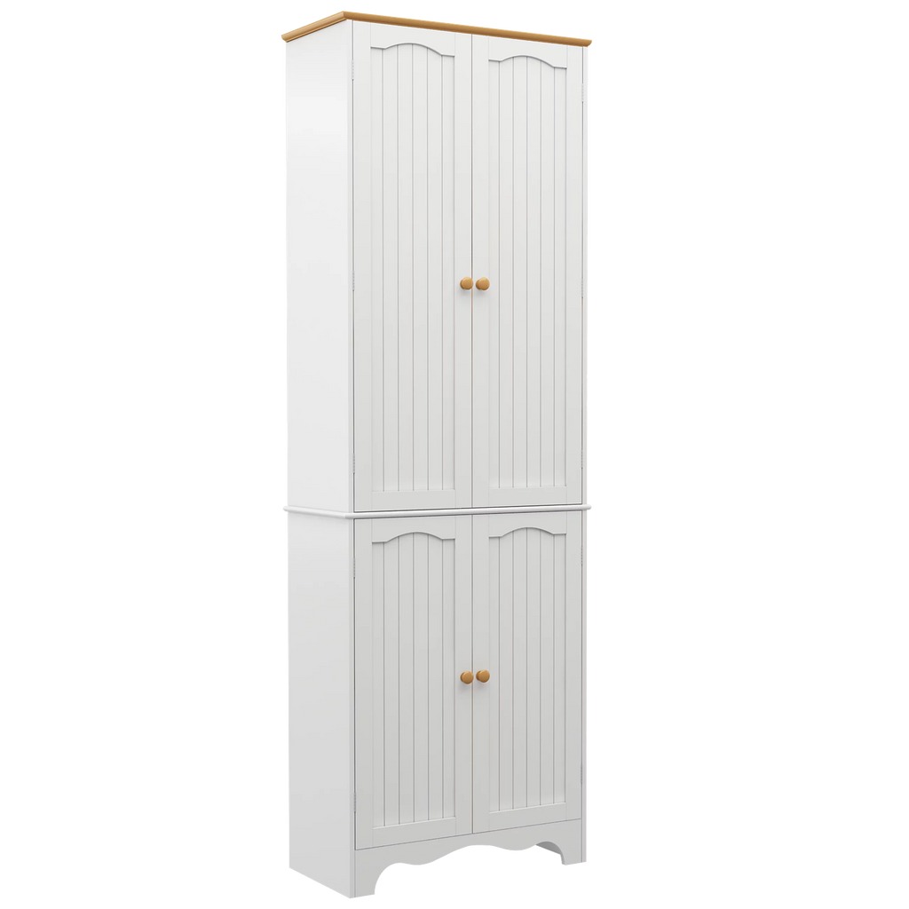 White 4 Door 2 Shelf Tall Kitchen Pantry Cabinet O6967