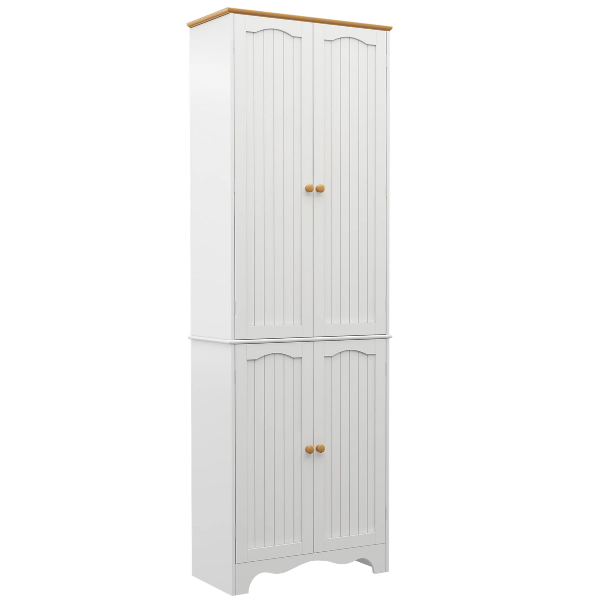 White 4 Door 2 Shelf Tall Kitchen Pantry Cabinet O6967