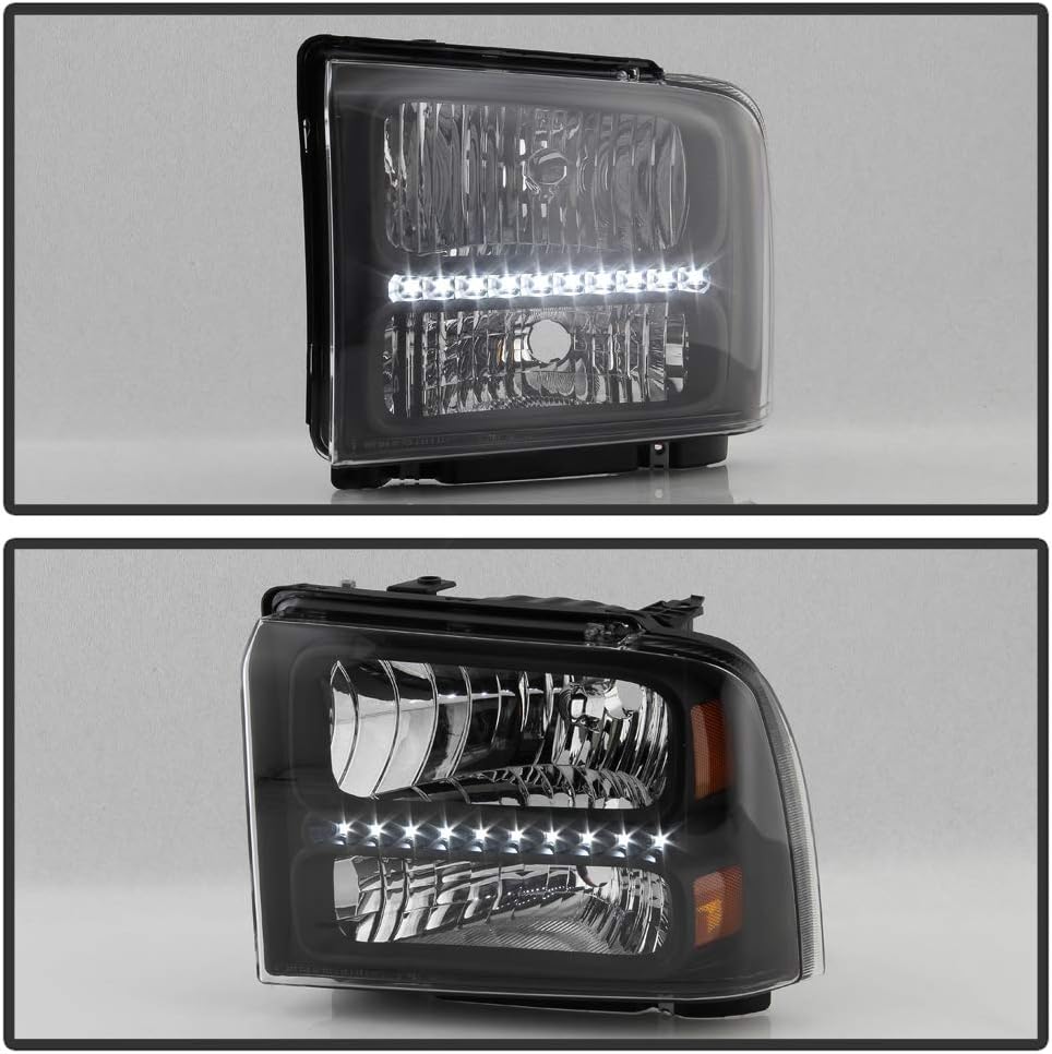 Black LED Headlights Replacement Driver + Passenger Side L9590