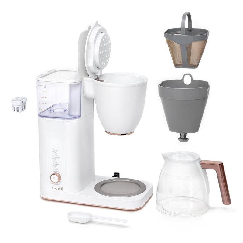 10 Cup Matte White Drip Coffee Maker with Glass Carafe G624