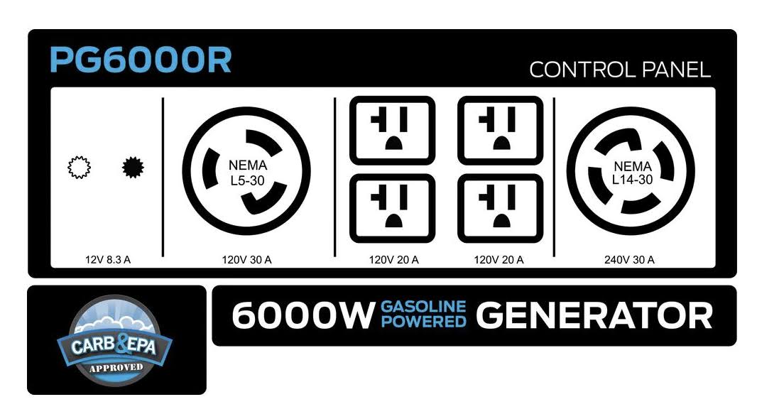 6,000 Peak Watt Gas-Powered Portable Generator H500623