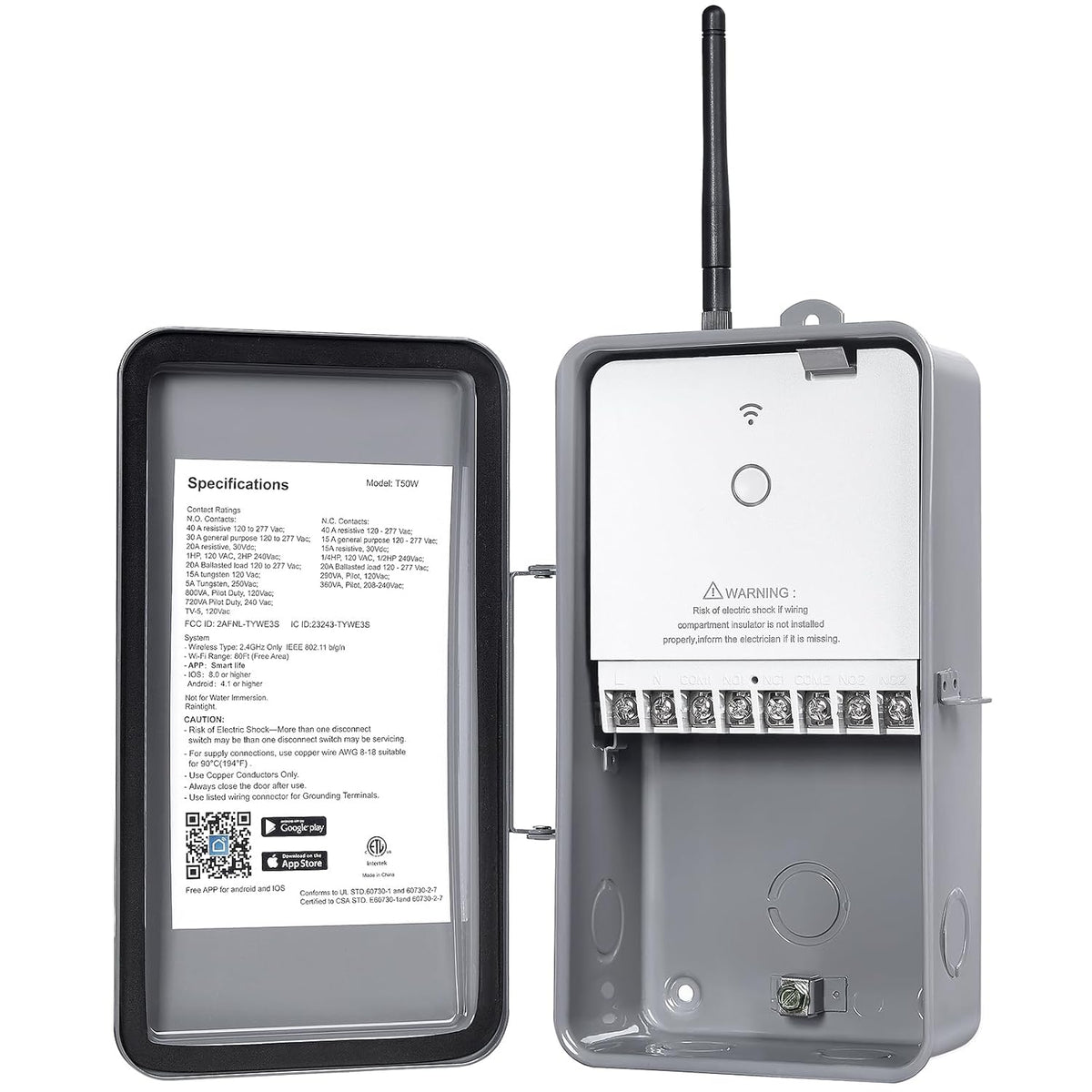WiFi Smart Pool Timer, 40 AMP, Outdoor Heavy Duty Metal Casing J12574
