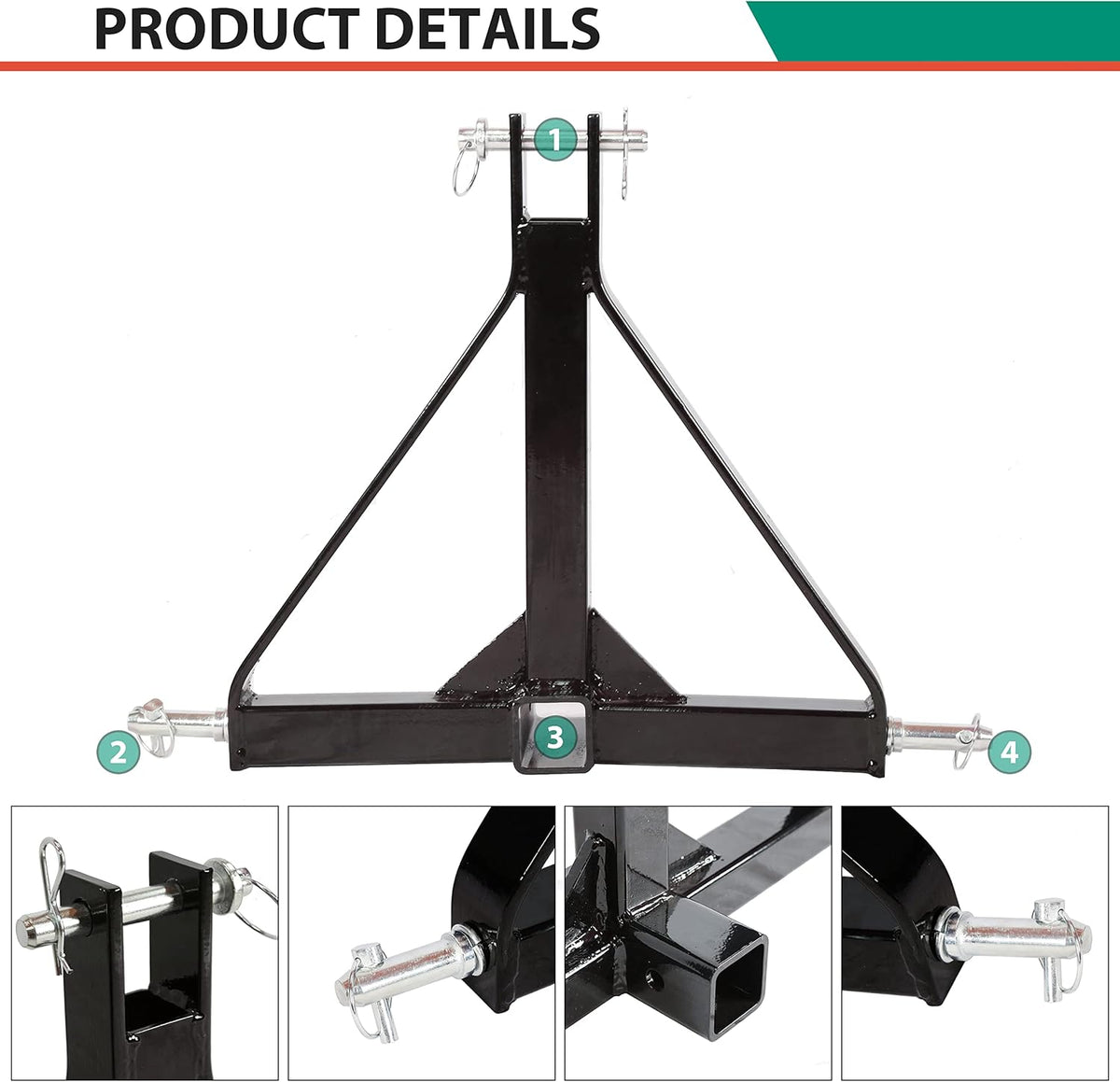 3 Point 2 Receiver Tractor Tow Hitch Drawbar Adapter C8943