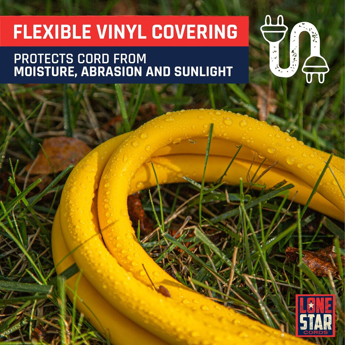 100 Foot 12/3 SJTW Lighted Extension Cord Yellow 3 Prong Grounded Plug 12 Gauge M68871