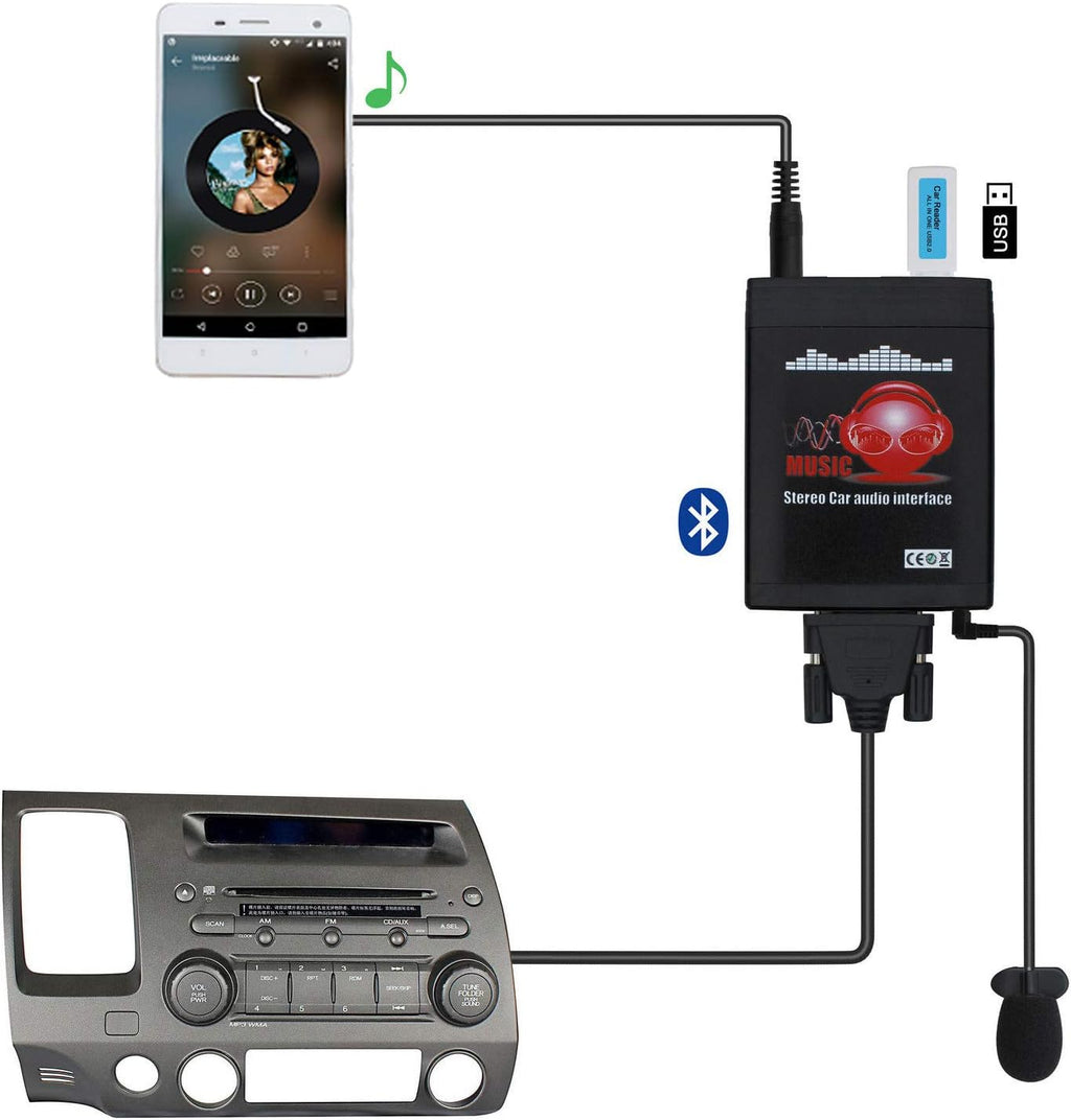 Bluetooth Car Adapter with Wireless Hands-Free Receiver J4539