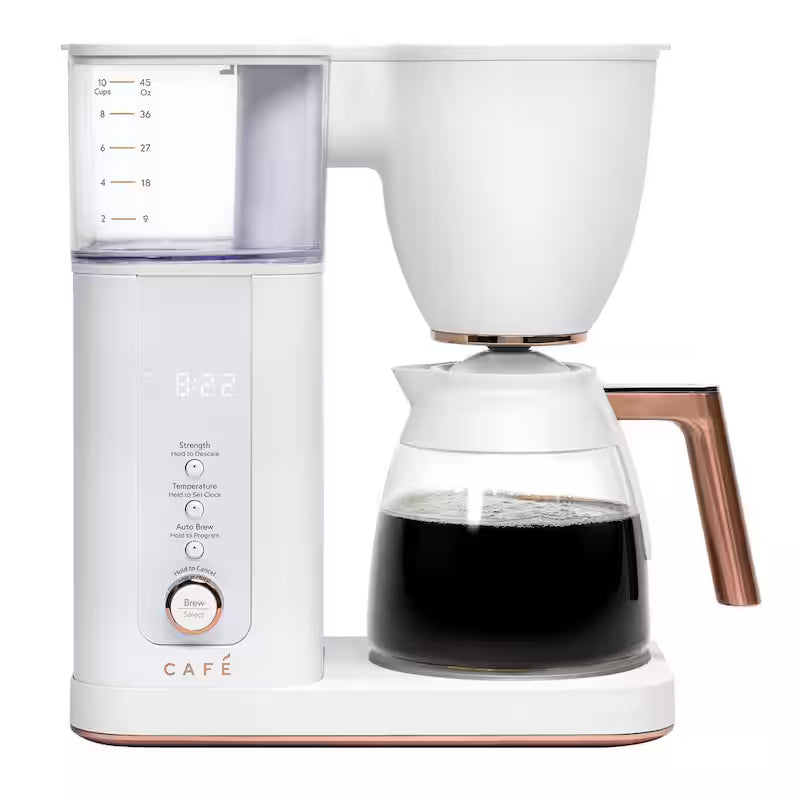 10 Cup Matte White Drip Coffee Maker with Glass Carafe G624