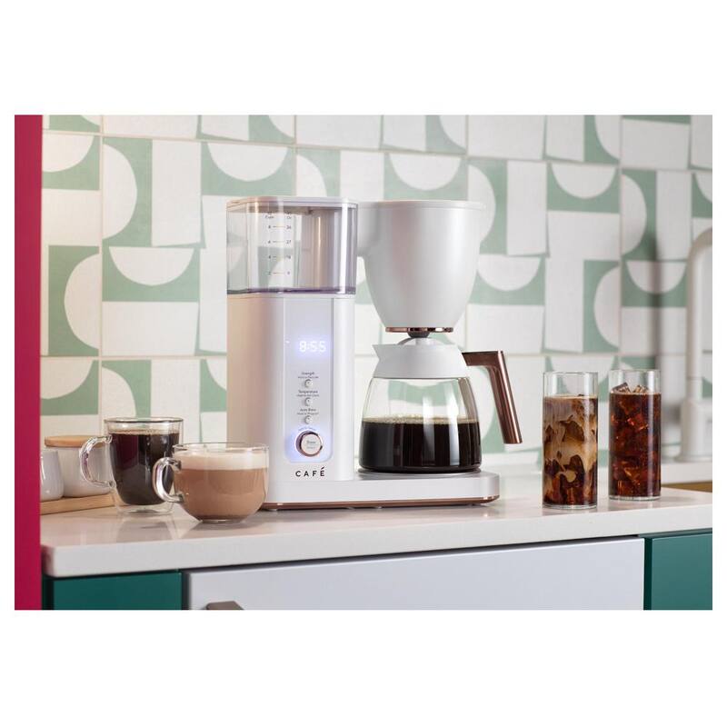 10 Cup Matte White Drip Coffee Maker with Glass Carafe G624