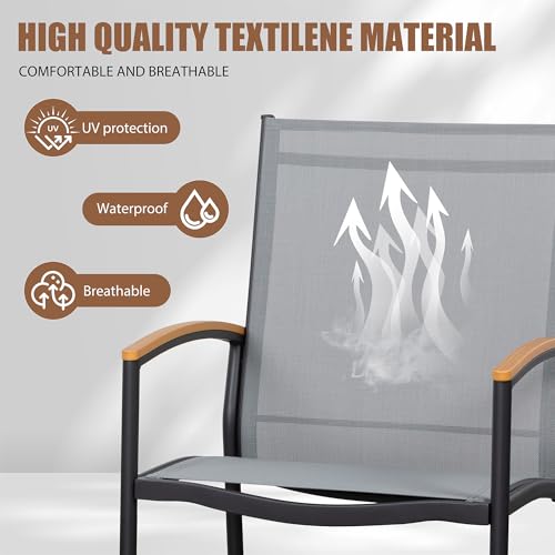 3 Piece Black Textilene Fabric Outdoor Rocking Bistro Set W18720