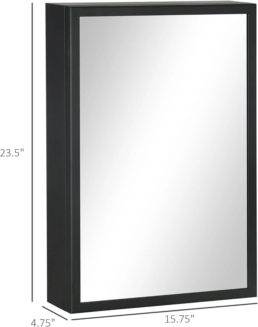 Black Wall-Mounted Stainless Steel Medicine Cabinet with Mirror A2641