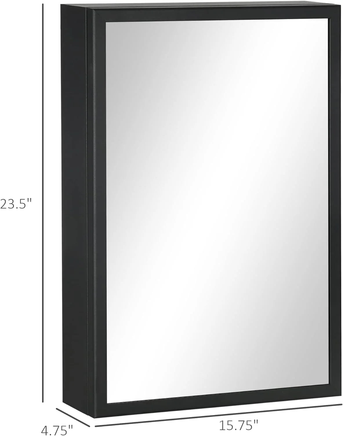 Black Wall-Mounted Stainless Steel Medicine Cabinet with Mirror A2641