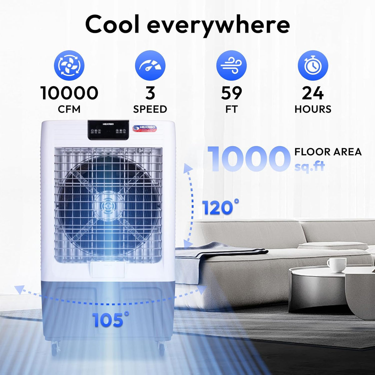 10000 CFM Evaporative Air Cooler with Remote Control S784601