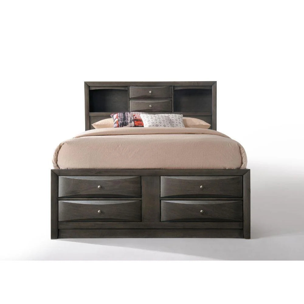 Gray Oak Wood Full 6PCS Bedroom Set with Storage K242374