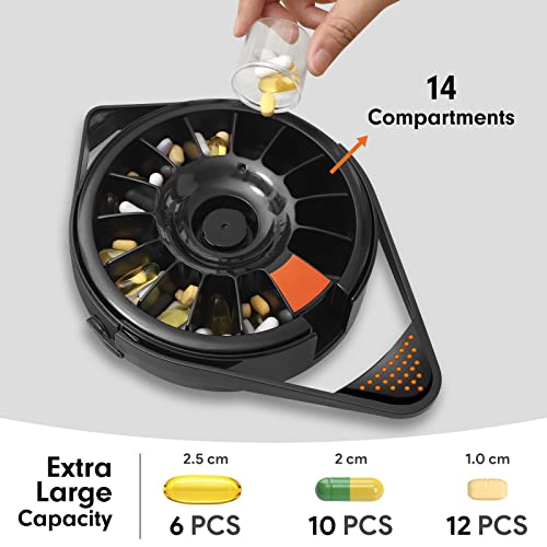 Weekly Pill Dispenser Organizer with 14 Large Compartments and Child-Proof Lock S6874