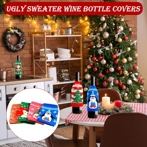18 Pcs Christmas Knit Bottle Covers Thermocoolers for Cans Soda Beverages Q78779