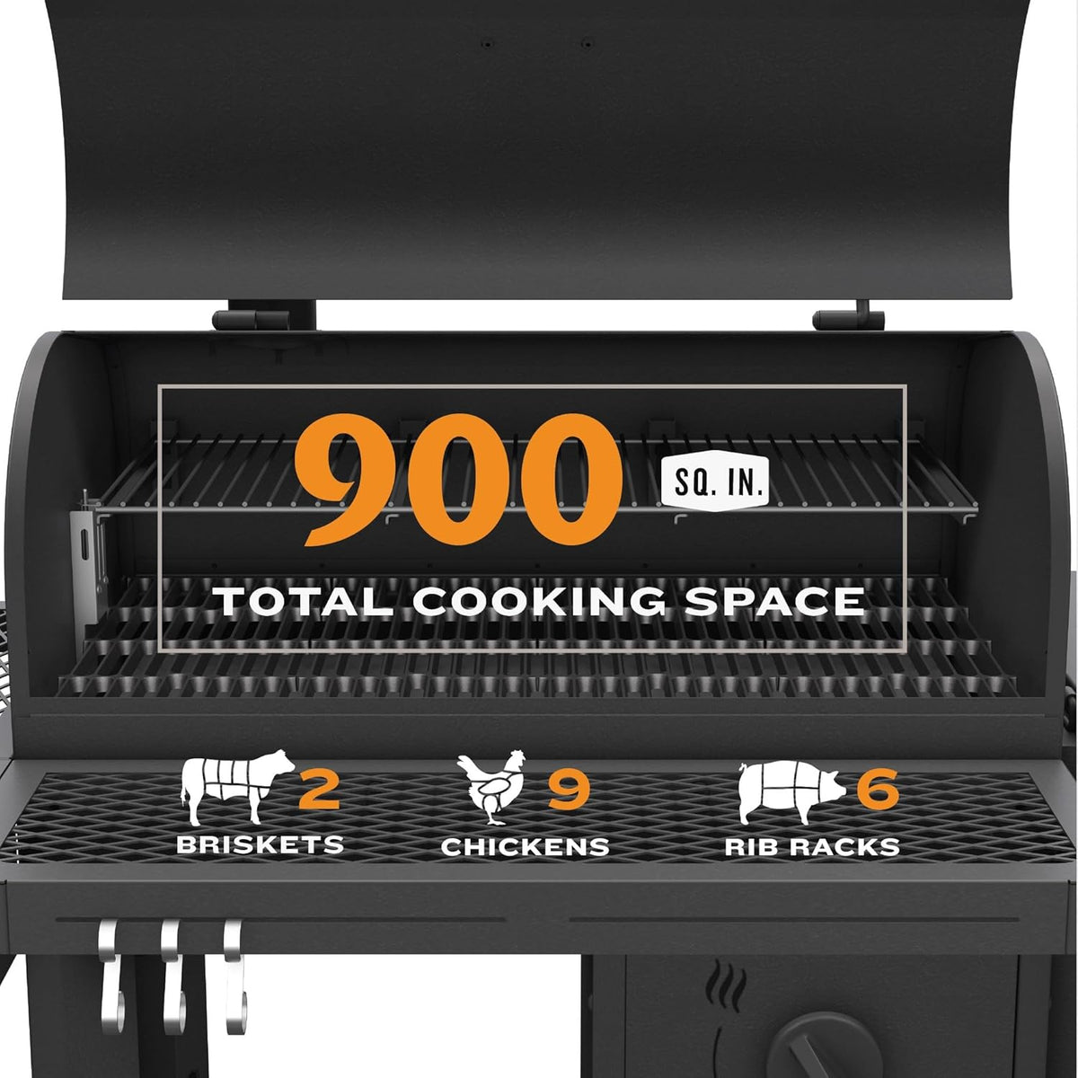 Black Steel Charcoal Smoker and Grill Y15648
