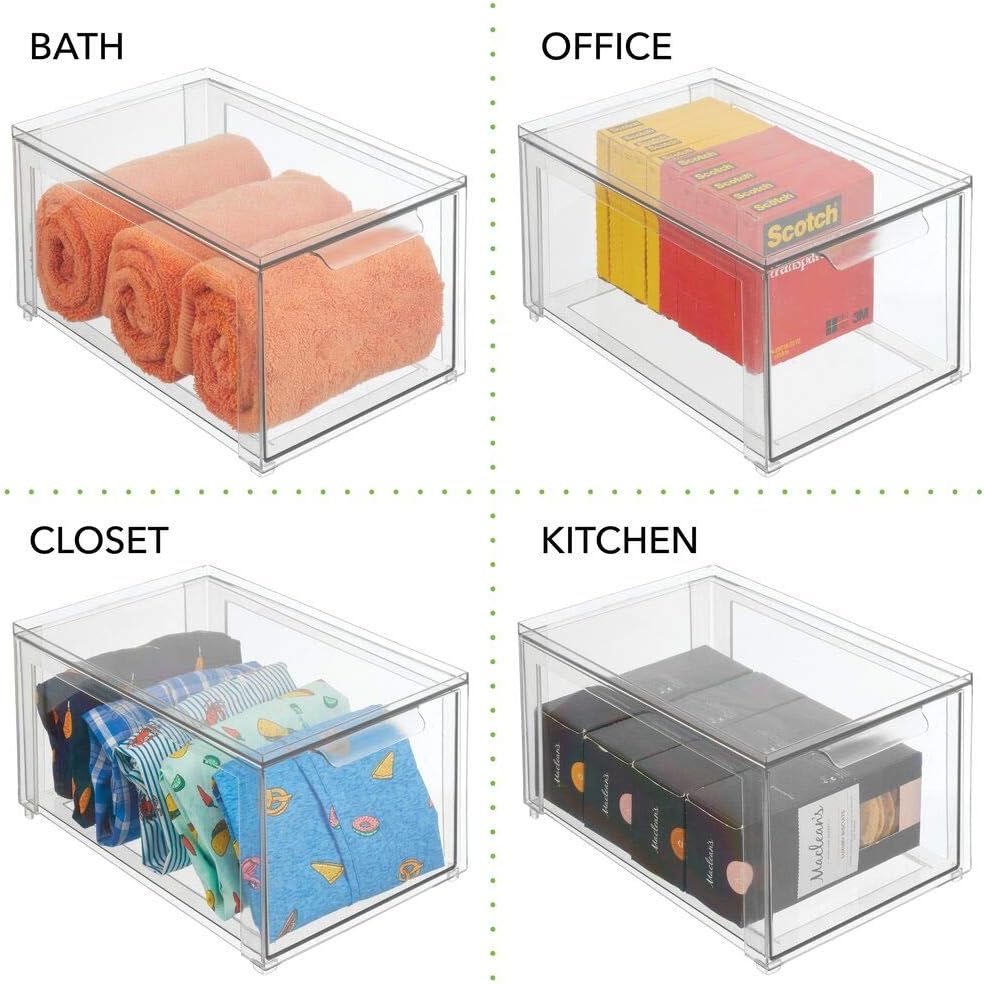 Clear 4 Pack Plastic Stackable Storage Drawer J754