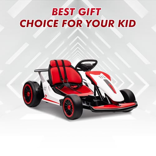 Electric Drift Kart Car with Adjustable Seat, 24V 7Ah, 2 * 200W Motor, 8.1 MPH, LED Lights C341