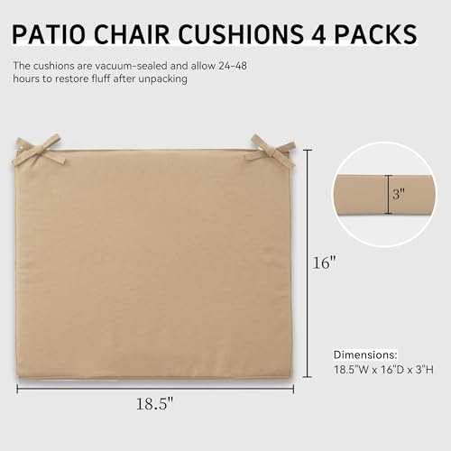 Outdoor Chair Cushions Set of 4, Waterproof Memory Foam Grey G597360