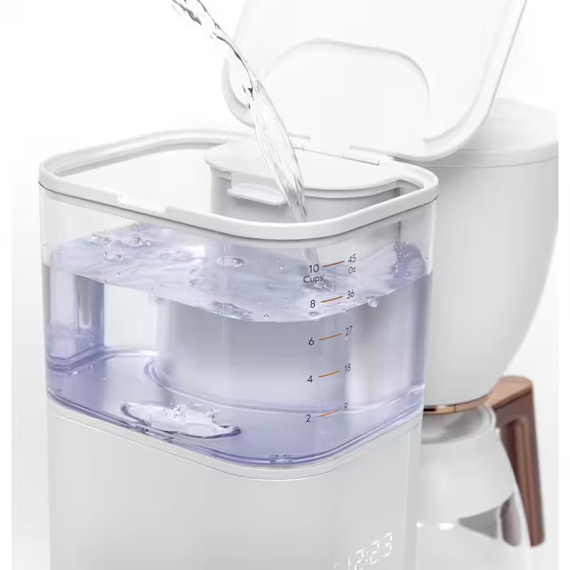 10 Cup Matte White Drip Coffee Maker with Glass Carafe G624