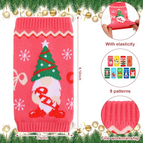 18 Pcs Christmas Knit Bottle Covers Thermocoolers for Cans Soda Beverages Q78779
