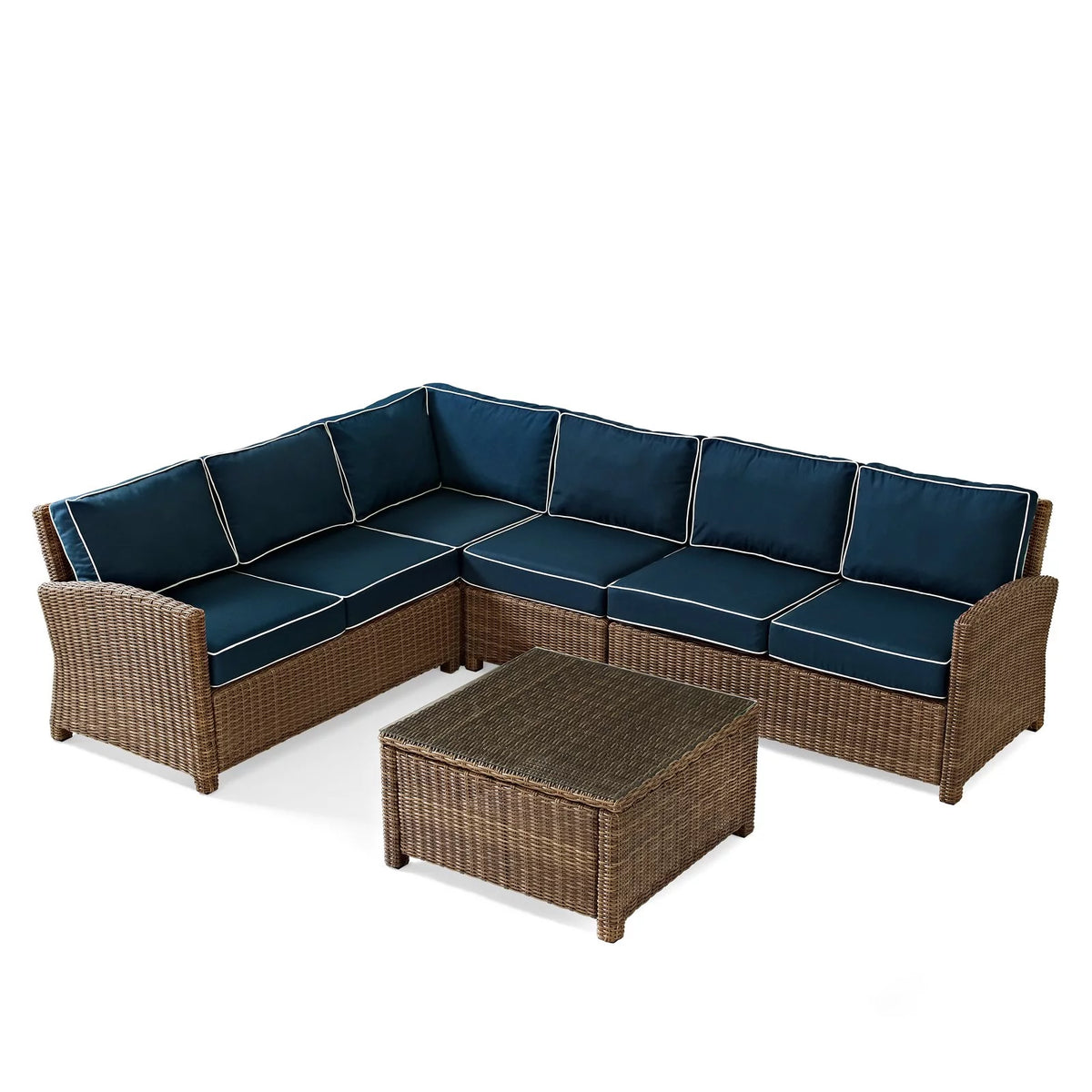 5 Piece Fabric Patio Sectional Set in Brown and Navy Z158013